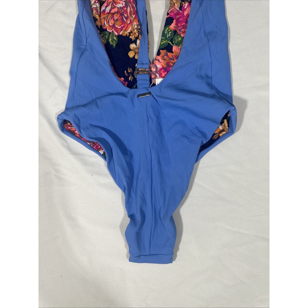NEW $154 Maaji [ Medium ] Tiky Reversible Cheeky Cut Plunge One Piece Blue T1955 - Picture 10 of 13
